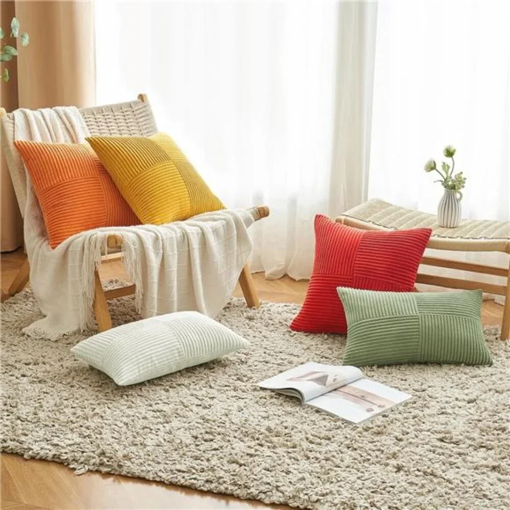 Pack of 2 Christmas Pillow Covers Red 18x18 Inch Boho Decorative